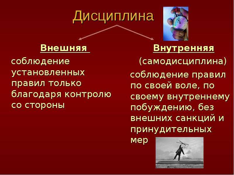 Что такое дисциплина зачем она. Внешняя и внутренняя дисциплина. Что такое внутренняя дисциплина и внутренняя. Внешняя и внутренняя дисциплина таблица. Внутренняя дисциплина и внешняя дисциплина.