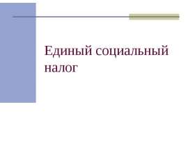 Презентация на тему Единый социальный налог