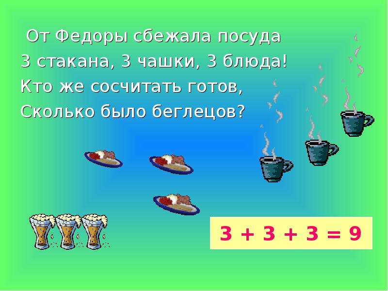 3 класс 8 вид. Сбежала от федоры посуда три стакана три чашки три блюда. Сбежала от федоры посуда 3 стакана 3 чашки сказка. Предметы одним словом которые сбежали от федоры. Бабушка у которой сбежала посуда ответ.