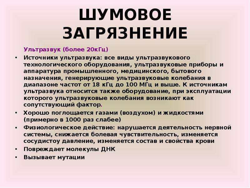 Шумовое загрязнение презентация