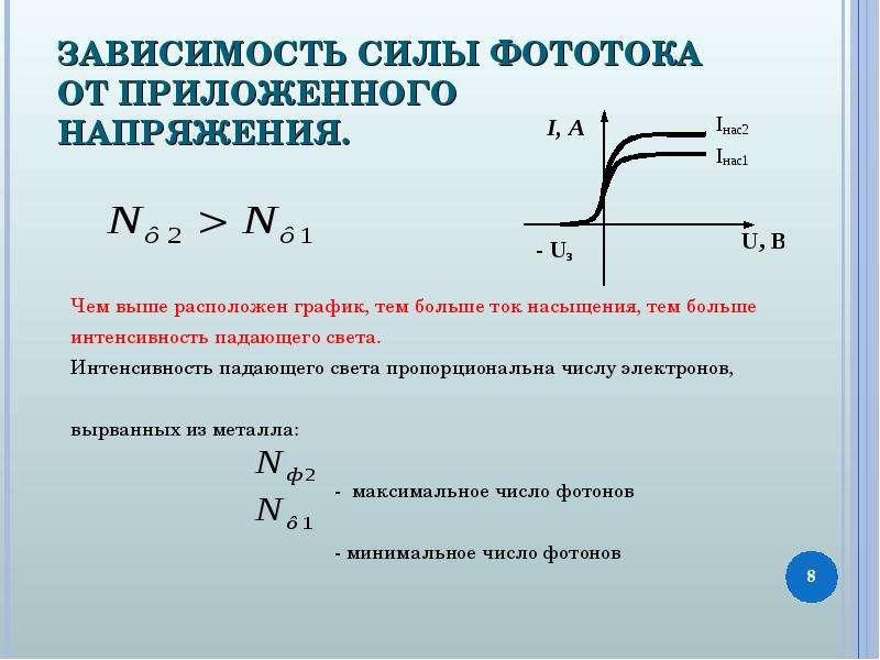 Фототок при фотоэффекте зависит от