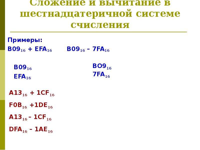 Вычитание систем счисления. Сложение и вычитание систем счисления 16 системы. Сложение в шестнадцатиричноцсистеме счисления. Сложение в пятнадцатеричной системе счисления. Примеры на вычитание систем счисления.