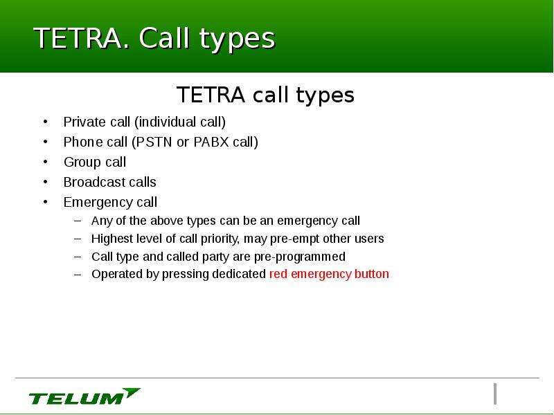 Tetra транкинговая связь. Types of Technology.