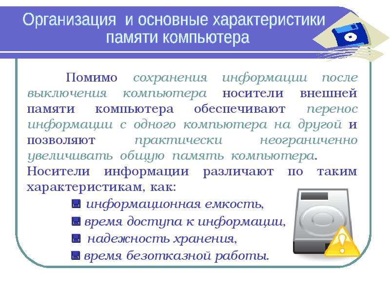 Память компьютера это в информатике определение 5 класс