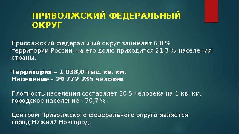 Приволжский федеральный округ презентация