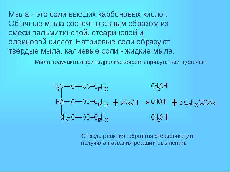 Соли карбоновых кислот мыла презентация 10 класс