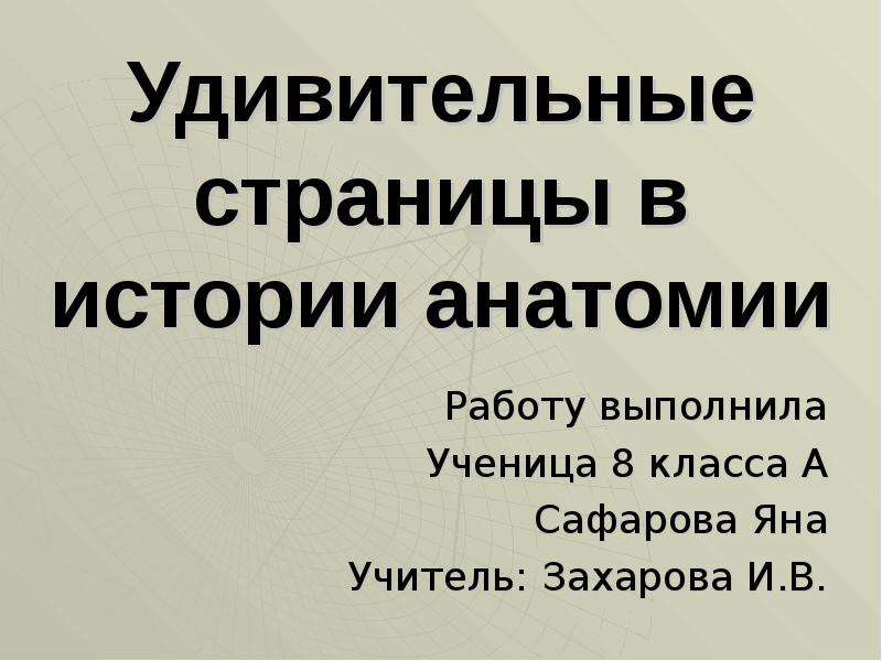 Проекты по анатомии 8 класс