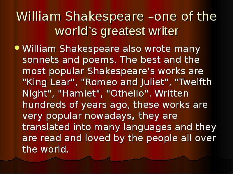 Творение на английском. Уильям Шекспир на английском языке. Шекспир презентация на английском. William Shakespeare презентация. William Shakespeare презентация на английском.