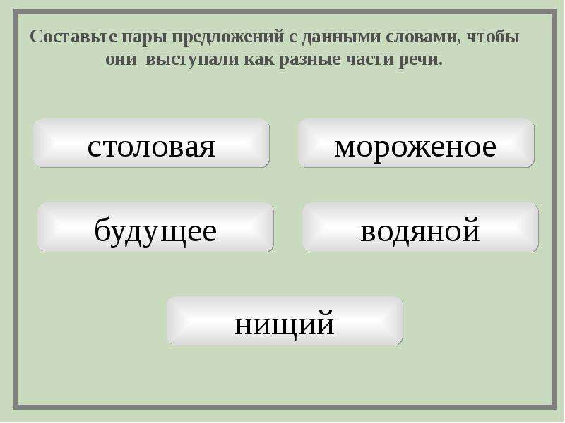 Переход слова из одной части речи в другую проект