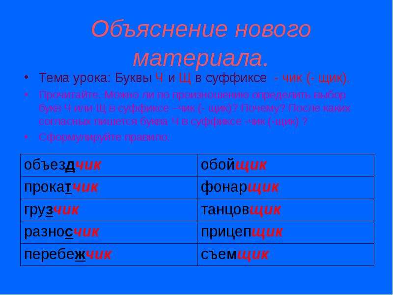 Правописание суффиксов чик щик в существительных 5 класс презентация