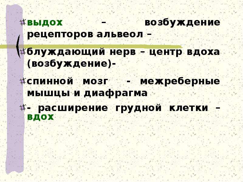 При выдохе происходит. Возбуждение хеморецепторов дыхательной системы. Возбуждения центра вдоха. Возбуждение центра вдоха происходит при. Регуляция возбудимости рецепторов.