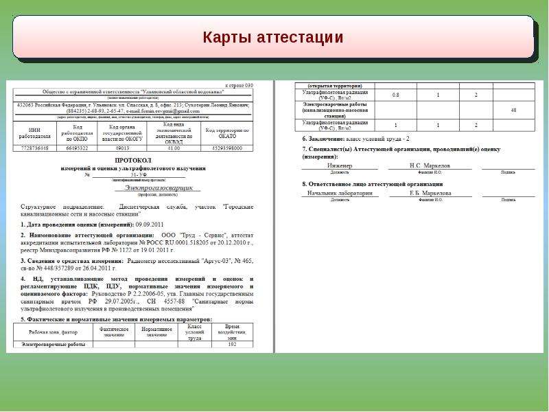 Информационная карта аттестация