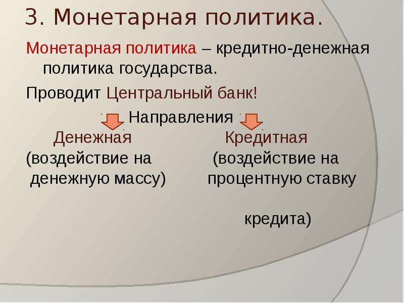 Действие государства. Направления влияния государства на денежную систему. Влияние государства наленежную систему.