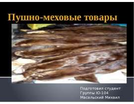 Пушно-меховые товары Подготовил студент Группы Ю-104 Масальский Михаил