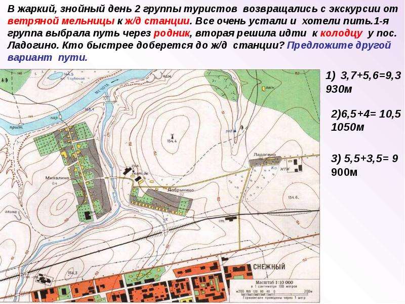 Используя план местности определите по какому азимуту надо идти от колодца к роднику ответ