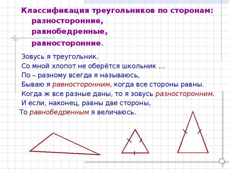 Какой треугольник равнобедренный а какой равносторонний. Равнобедренный равносторонний и разносторонний треугольники. Название треугольников по углам. Название всех равнобедренных треугольников. Классификация треугольников по сторонам и углам.