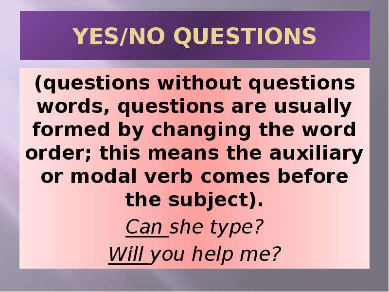 Презентация types of questions