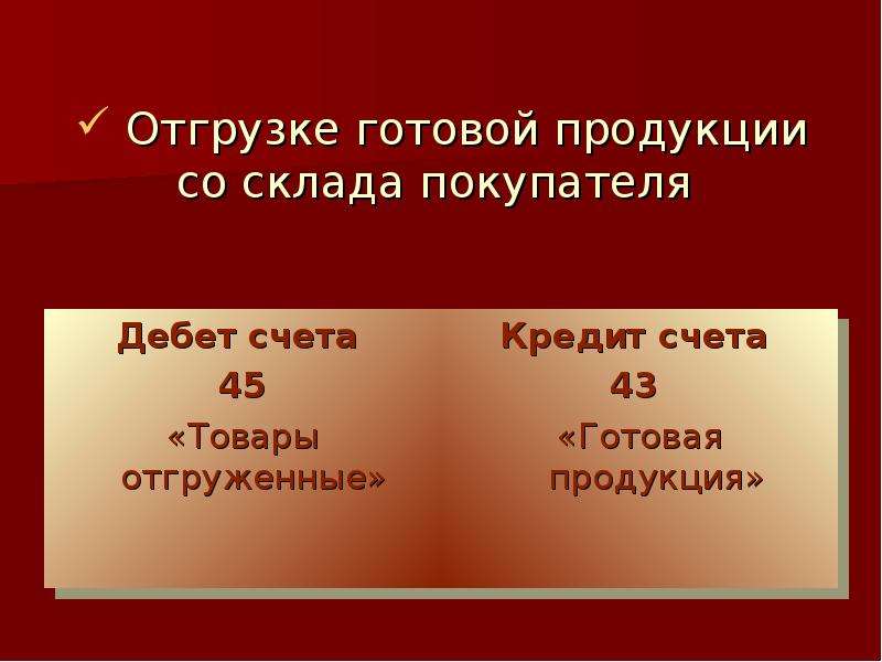 1 готовая продукция. Презентация на тему готовая продукция и ее оценка. Отгружена со склада готовая продукция дебет кредит. 3. Отгружена покупателям готовая продукция дебет и кредит. Готовая продукция счета 45.