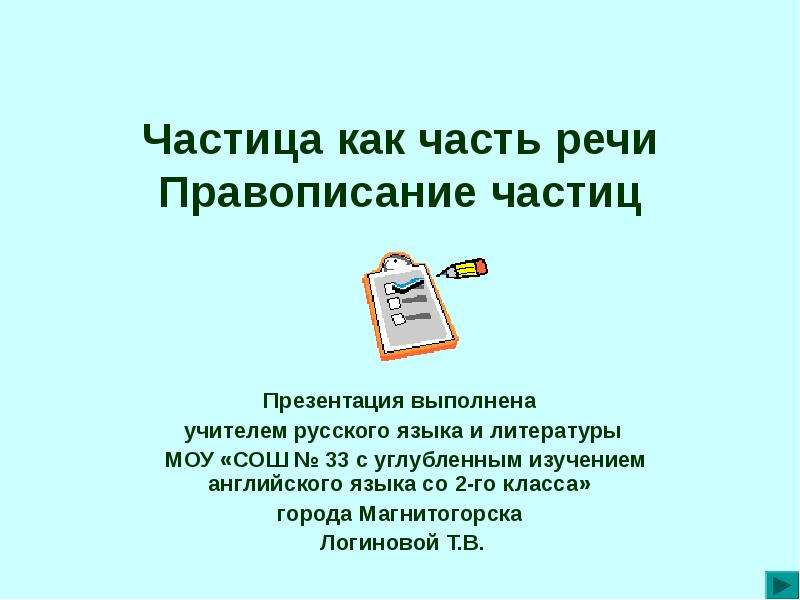 Правописание частиц презентация