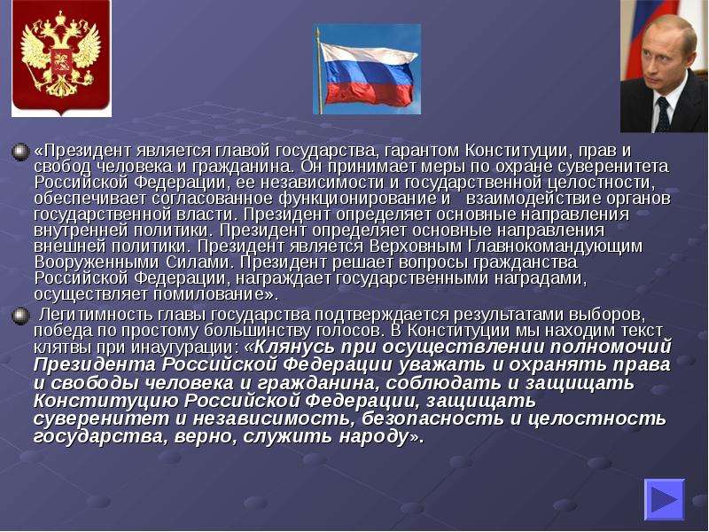 Президент российской федерации 10 класс право презентация