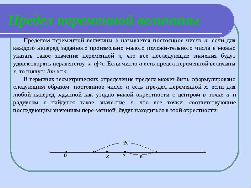 Линии предела. Определение предела переменной величины. Предел переменной. Понятие о пределе переменной. Дайте определение предела переменной величины.