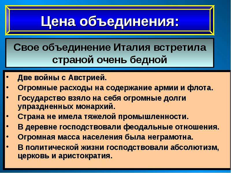 План италия время реформ и колониальных захватов 9 класс