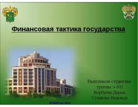 Презентация Финансовая тактика государства