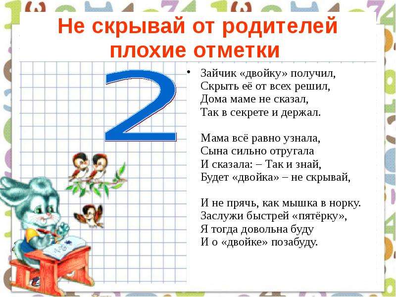 Скажи оценку. Стих про двойку. Получил двойку. Как сказать маме что ты получил двойку. Как сказать маме о плохой оценке.