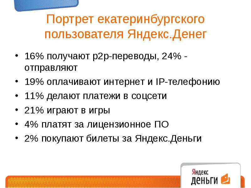 Получать р. Портрет пользователя Яндекс. Пользователи Яндекс. Электронные деньги соцопрос. Кредитная часть p2p перевода что это.