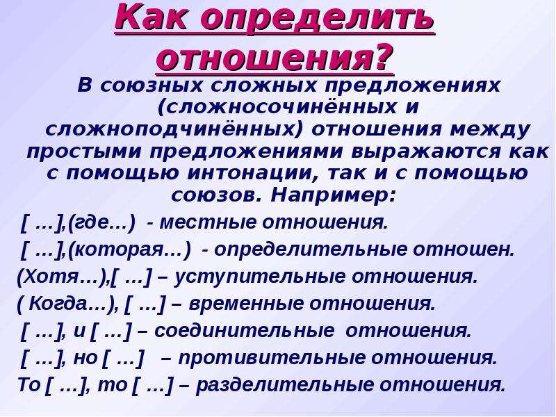 Смысловые отношения между сложными предложениями. Отношения в сложноподчиненном предложении. Отношения в сложных предложениях. Отношения в СПП предложениях. Смысловые отношения между частями сложносочиненного предложения.