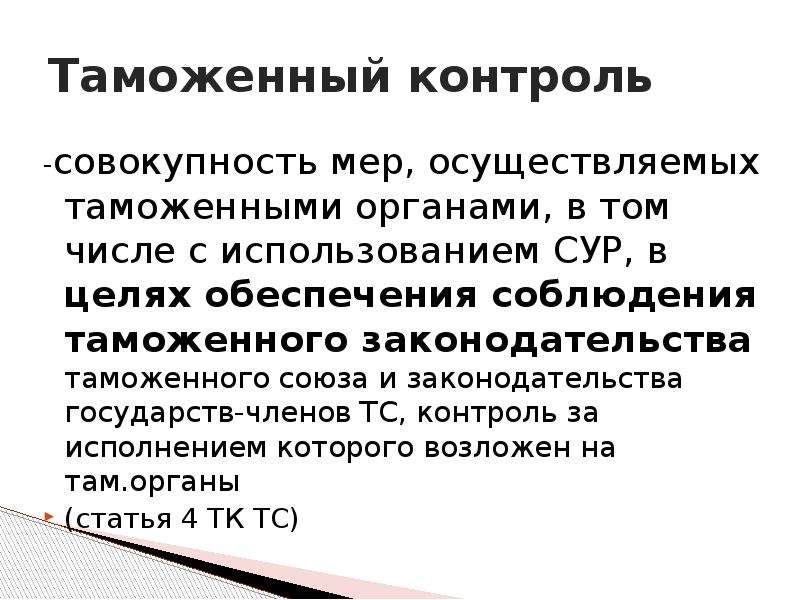 Таможенный контроль презентация