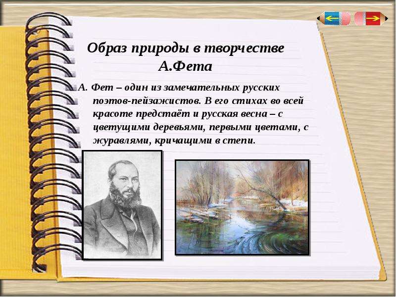 Картины родной природы в произведениях фета