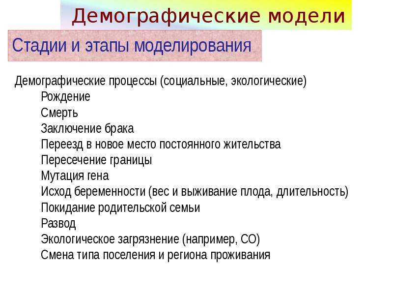 Демографические группы. Моделирование демографических процессов. Модели демографических процессов. Модели демографического развития. Демографическая политика вывод.