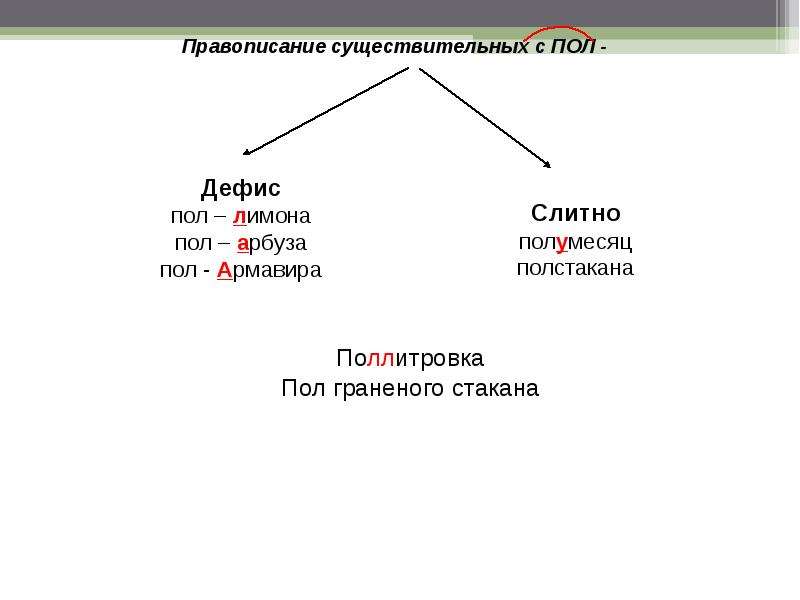 Правописание пол и полу. Пол лимона правописание. Правописание существительных с пол. Дефис в существительных пол. Дефисное написание существительных пол лимона.