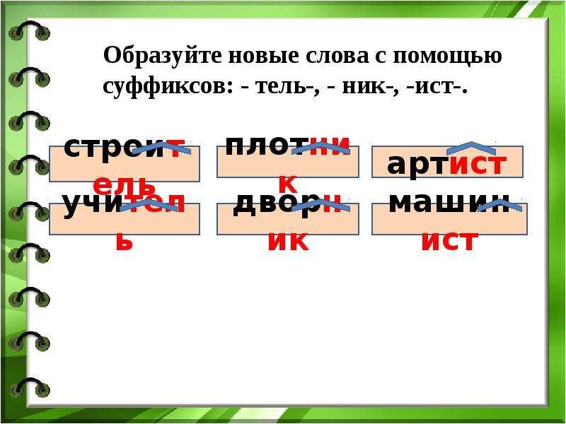 Что такое суффикс слова. Слова с суффиксом Тель. Слова с суффиксм тельн. Слова с суффиксом ник. Слова с суффиксом ник примеры.