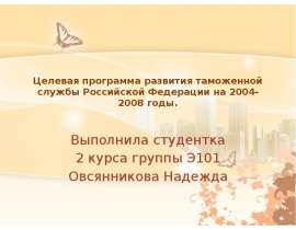 Презентация Целевая программа развития таможенной службы Российской Федерации на 2004-2008 годы.
