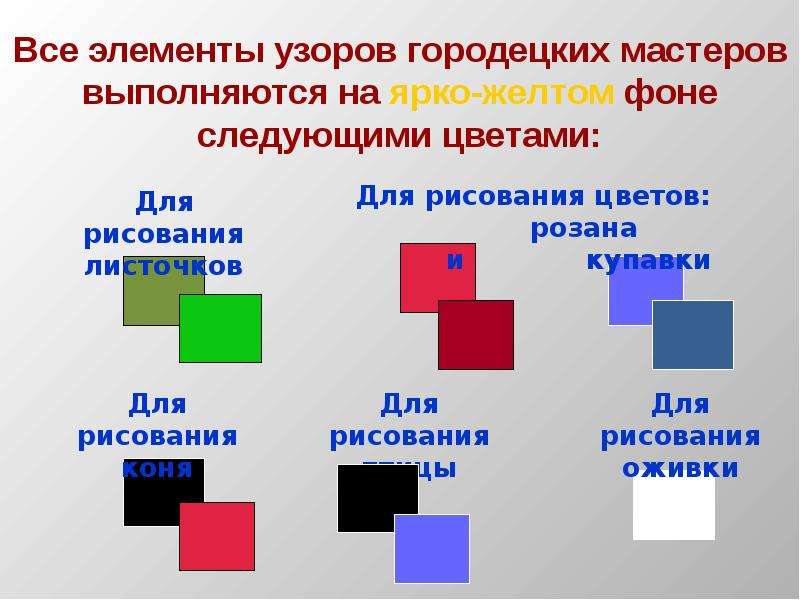 Какие цвета в городецкой росписи. Основные цвета Городецкой росписи. Основные цвета Городецкой росписи палитра. Цветовая гамма Городецкой росписи. Цветовая палитра в Городецкой росписи.