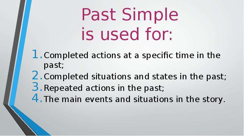 Completed action. When we use past simple. Use в паст Симпл. Past simple usage. When do we use past simple.