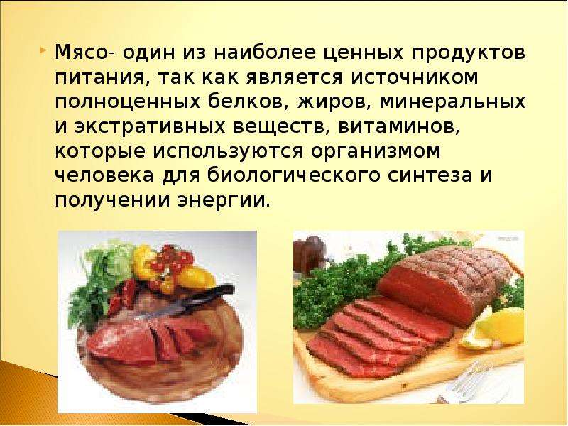 Презентация на тему мясо и мясо продукты