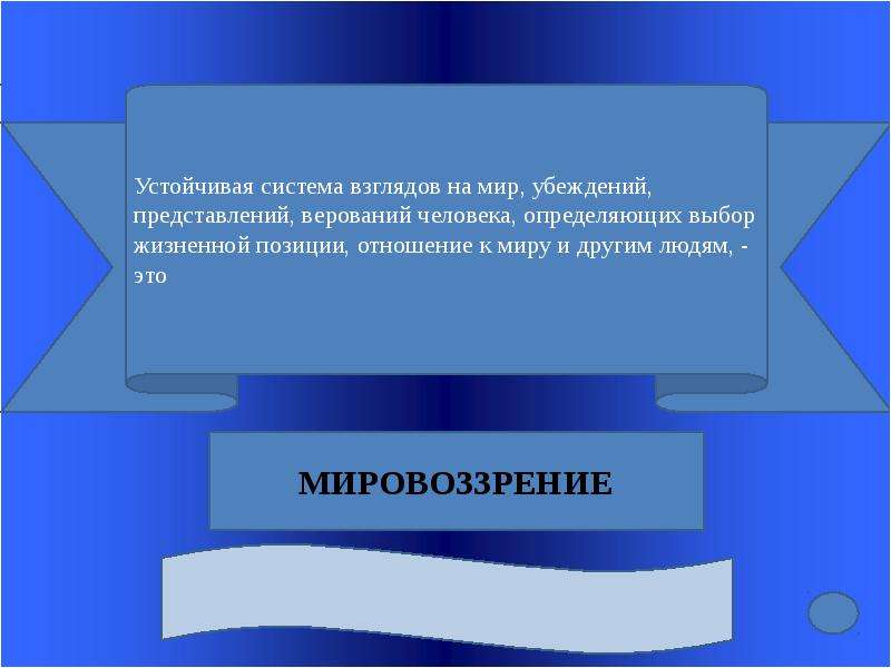 Устойчивая совокупность взглядов на мир. Система взглядов.