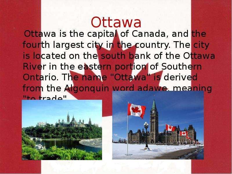 Ottawa the capital of canada презентация