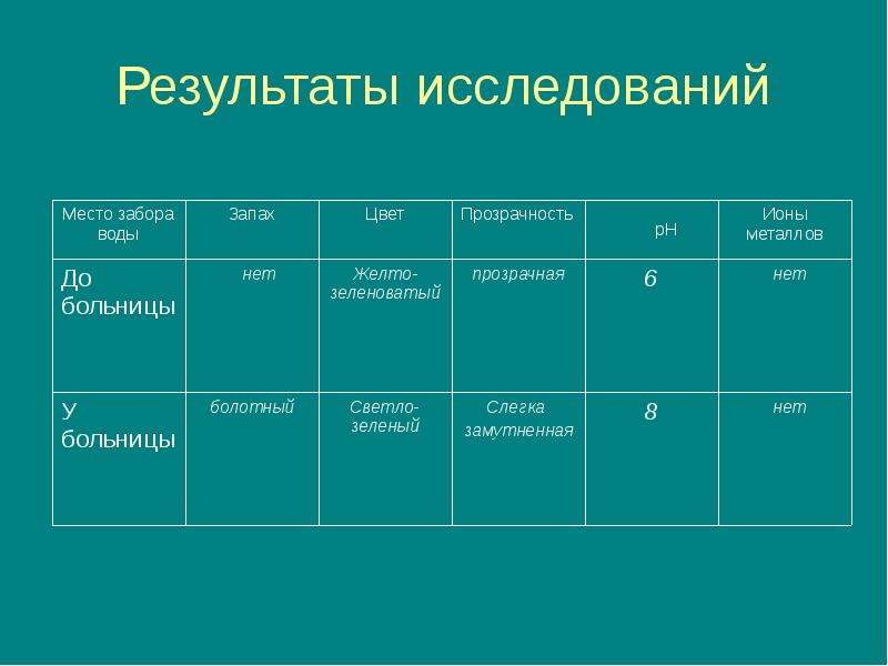 Результаты исследования проекта