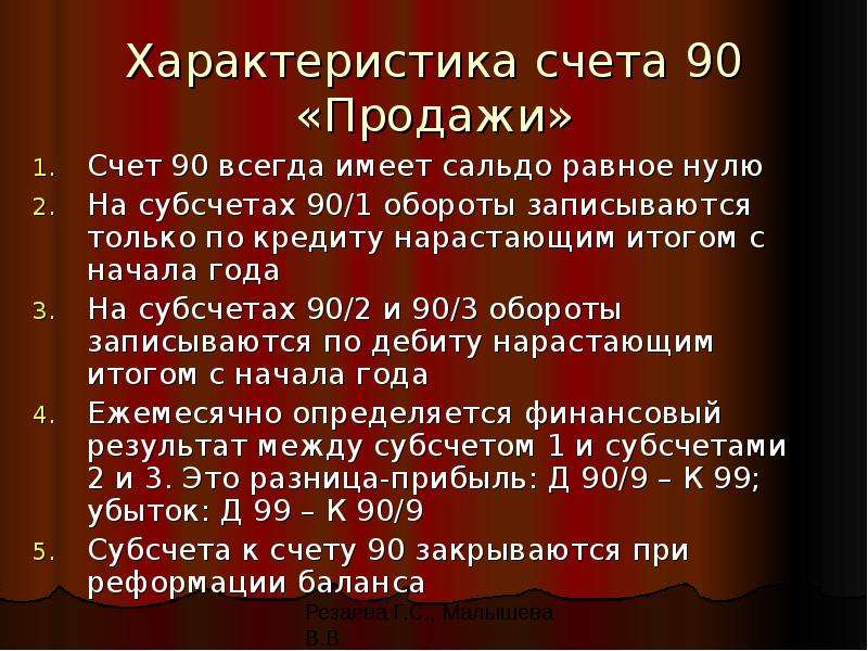 План счетов 90 счет