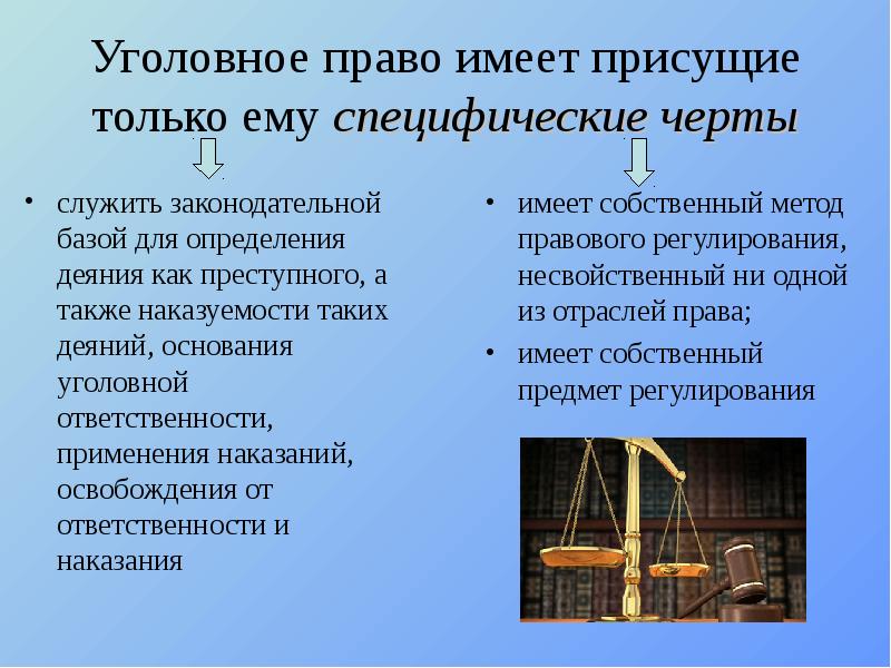 5 уголовное право. Основные и специфические черты уголовного закона. Понятие уголовного права и его специфические черты. Основные черты уголовного права. Специфические признаки уголовного закона.