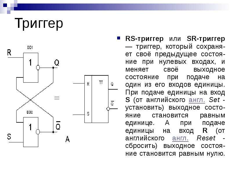  Триггеры и сумматоры Устройства АЛУ , слайд №4