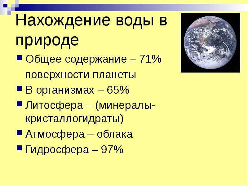 Вода в природе презентация 8 класс химия