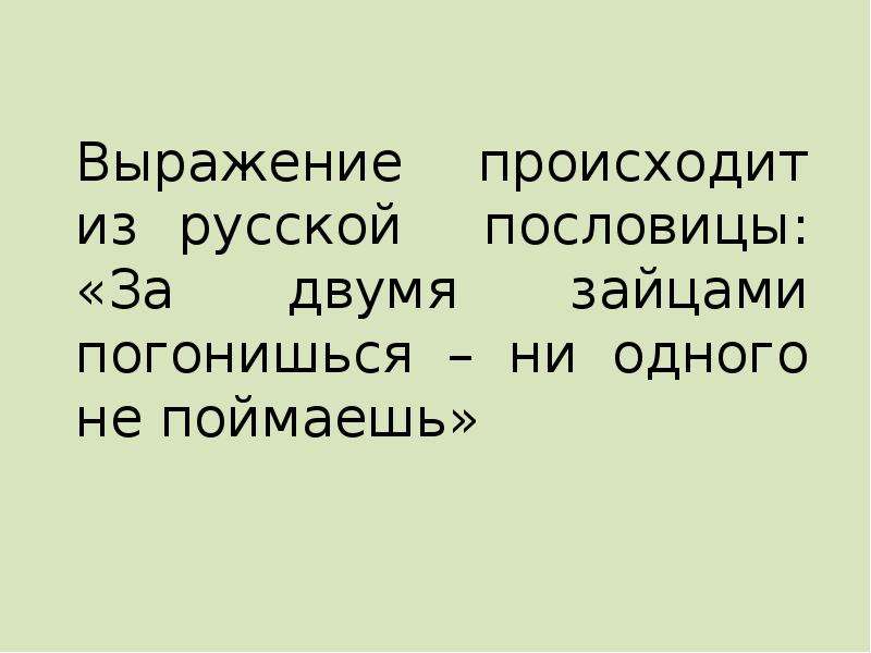 Догнать значение. Фразеологизм за двумя зайцами погонишься ни одного не поймаешь. Значение пословицы за двумя зайцами. За двумя зайцами пословица. Погнаться за двумя зайцами фразеологизм.