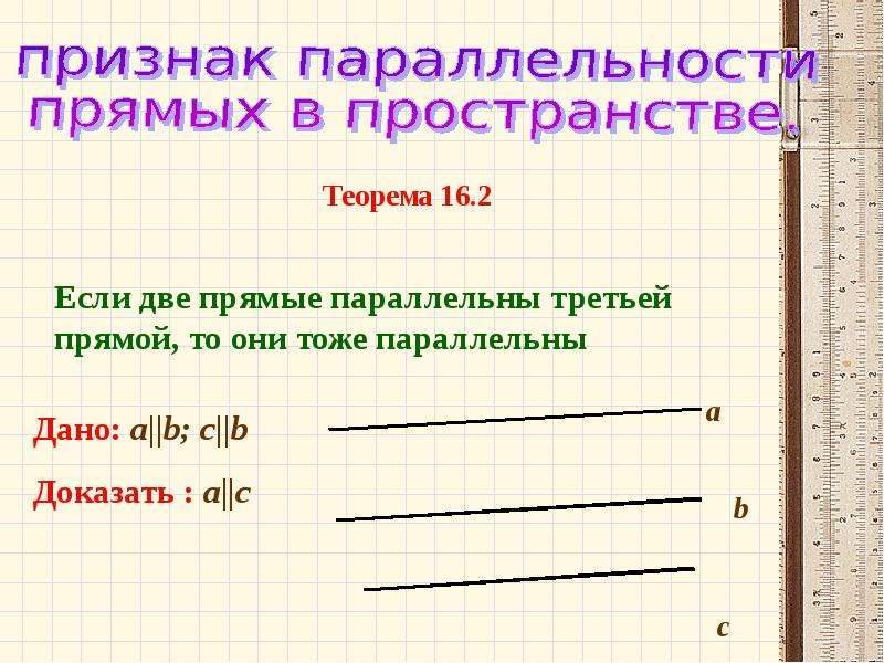 Параллельные прямые в пространстве. Теорема признак параллельности прямых 10 класс. Признак параллельности прямых в пространстве. Прищнакпараллельных прямых в пространстве. Признак параллельности двух прямых в пространстве.