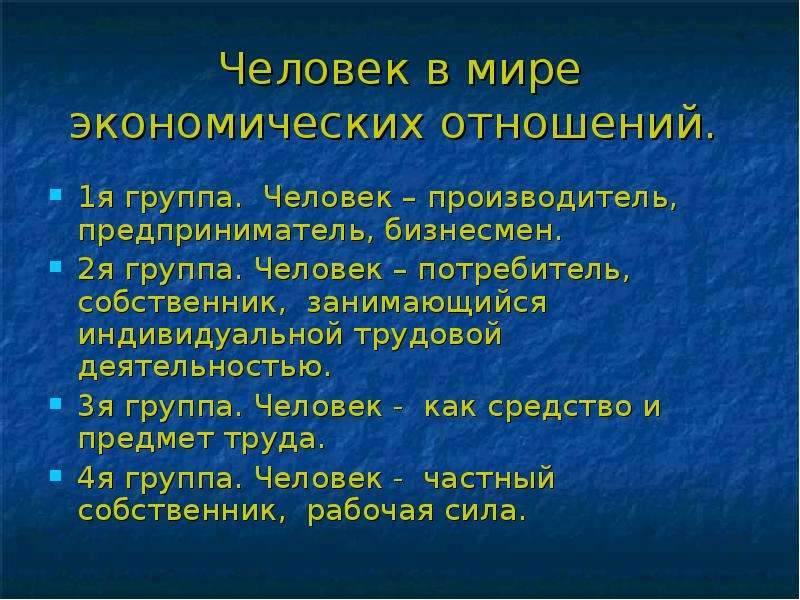 Человек в экономических отношениях 7 класс тест презентация