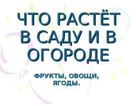 ЧТО РАСТЁТ В САДУ И В ОГОРОДЕ ФРУКТЫ, ОВОЩИ, ЯГОДЫ.